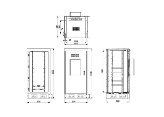 Антикоррозионный 40U IP55 наружной телекоммуникационный кабинет с обслуживанием входной двери