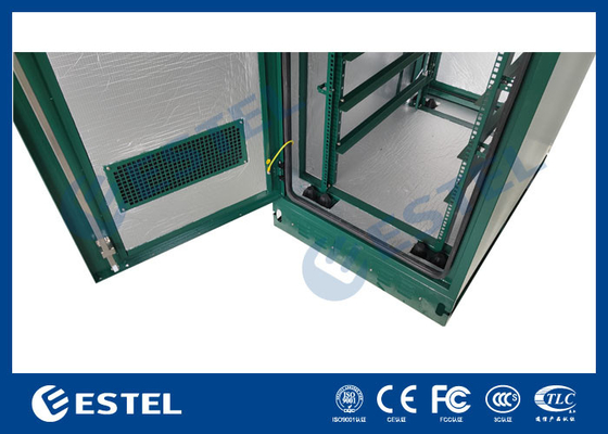19' Rack Outdoor Telecom Cabinet Зеленый цвет с кондиционером и вентилятором 500 Вт